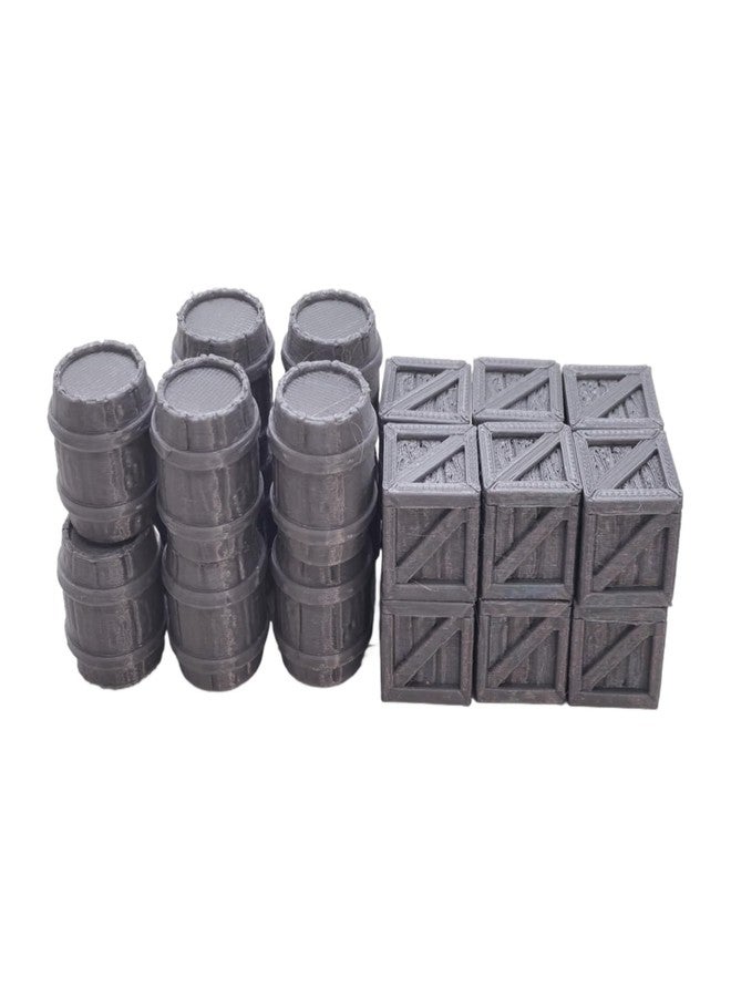 XJPONGC Crates and Barrels DND Terrain Compatible DND Terrain for 25mm Dungeons and Dragons, D&D,40k, RPG, 25mm MiniaturesTabletop RPGs, Wargame Scenery(12PCS Crates+11PCS Barrels) - Image 5